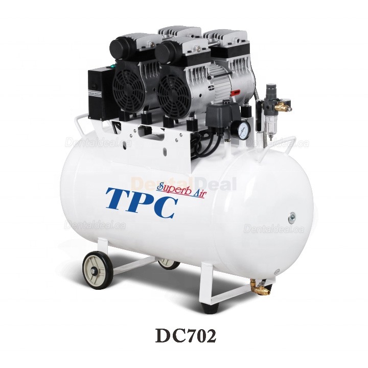TPC DC701/702/703/704 Dental Lab Silent Oilless Air Compressor with 32-120L Tank